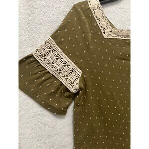 Anthropology Olive Green Polkadot Top